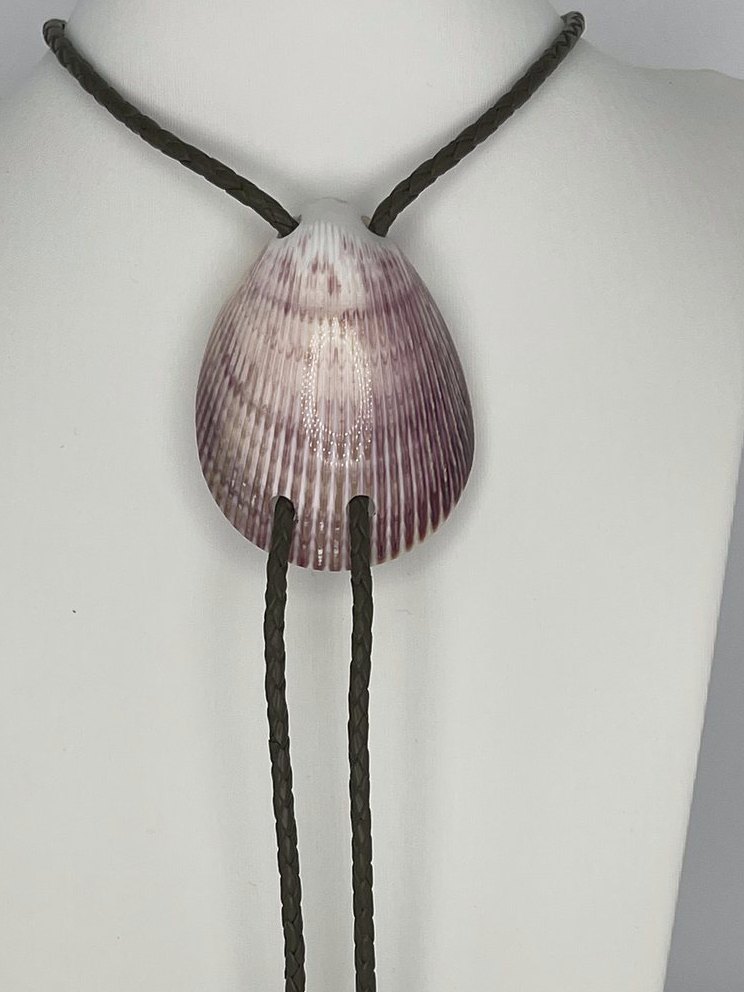Purple & Lavender Cockle — one-of-a-kind — handmade shell bolo tie