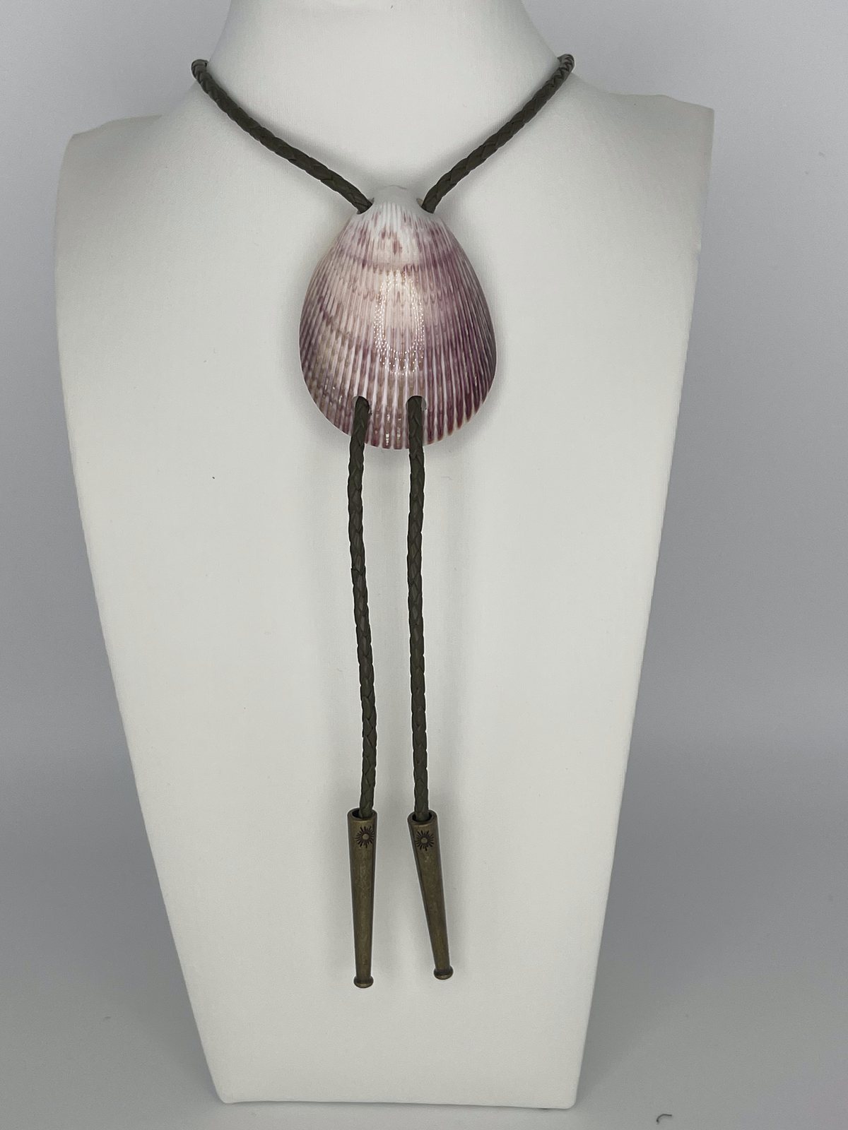 Purple & Lavender Cockle — one-of-a-kind — handmade shell bolo tie