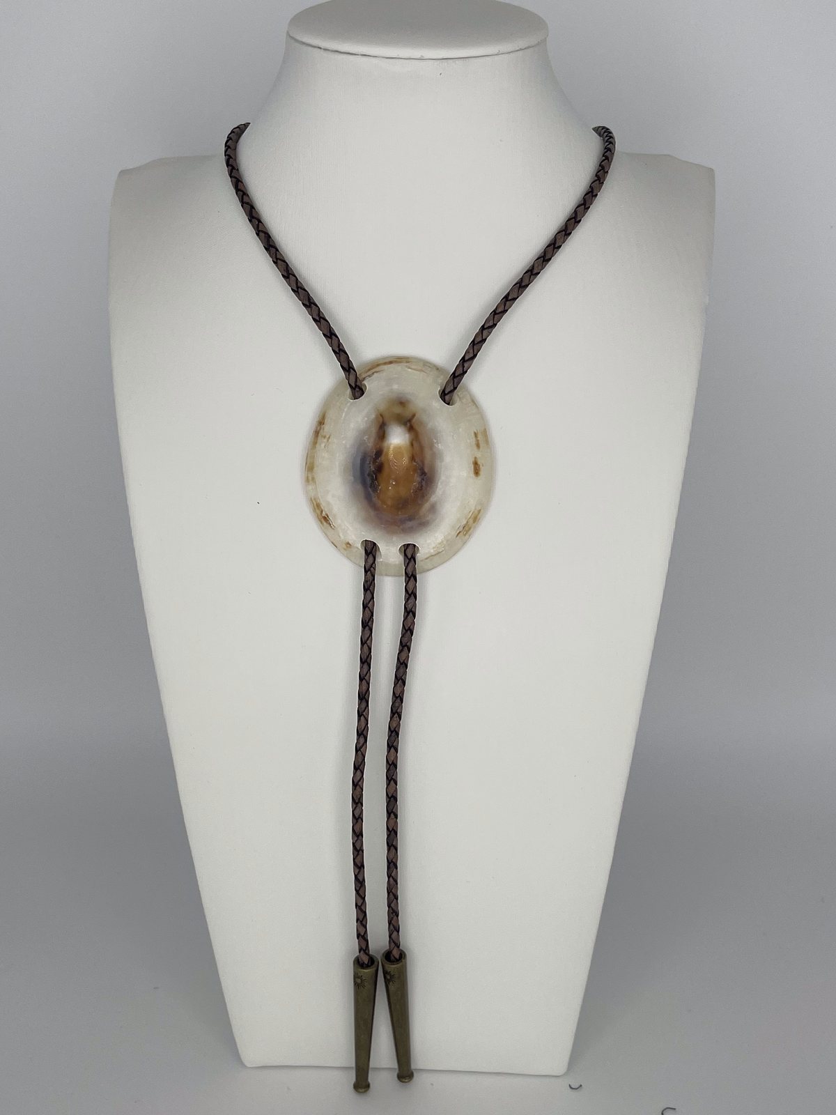 ‘Tiger Eye Look’ ʻOpihi — one-of-a-kind — handmade shell bolo tie