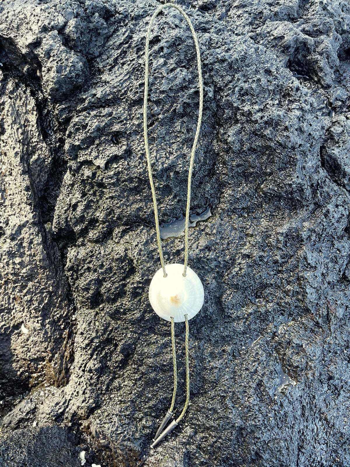 ‘UFO Look’ ʻOpihi — Hawaiian shell bolo tie, view 3