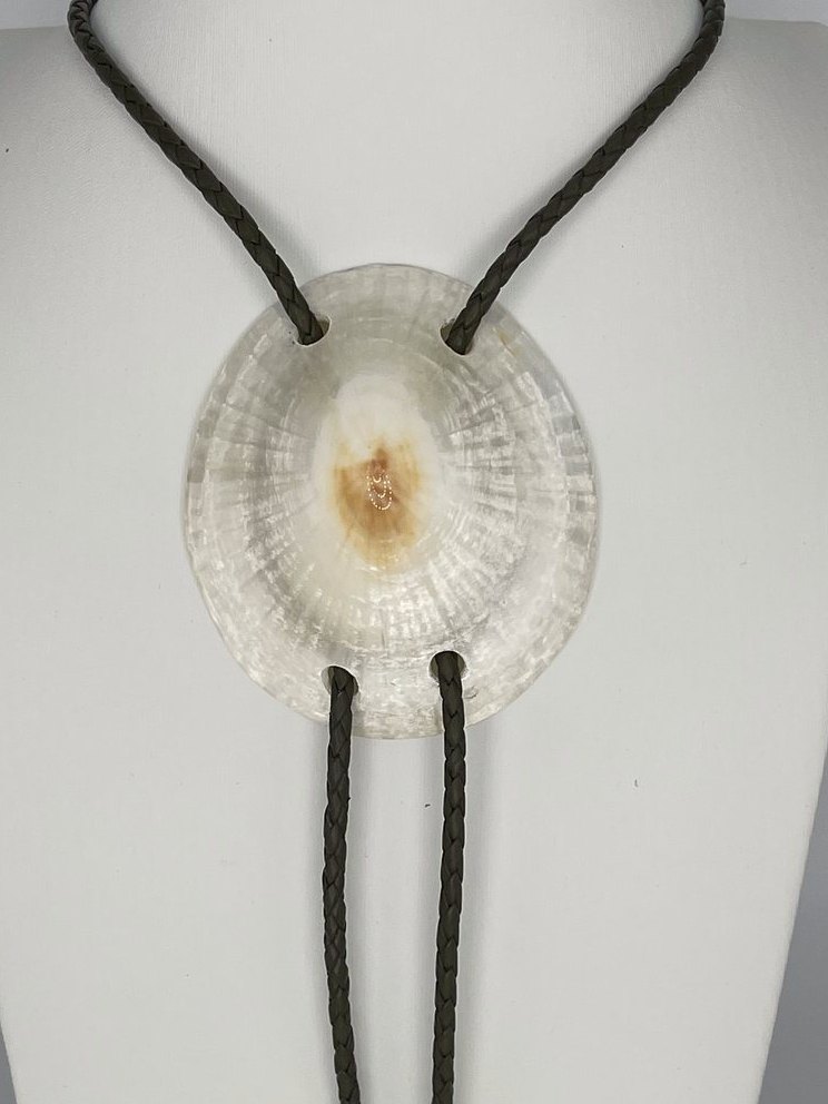 ‘UFO Look’ ʻOpihi — one-of-a-kind — handmade shell bolo tie